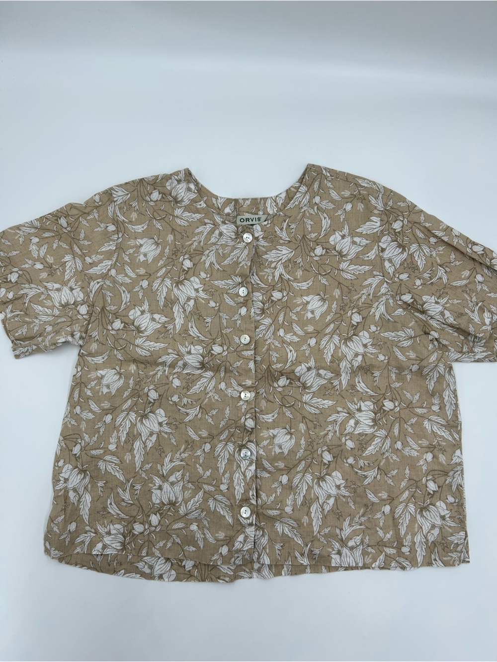 Orvis Women’s 100% Linen Floral Button Up Shirt L